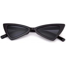 Cat Eye Fashion Cat Eye/Triangle Sunglasses - 80s Style - Black Frame Grey - CM18XIUIZCZ $12.00