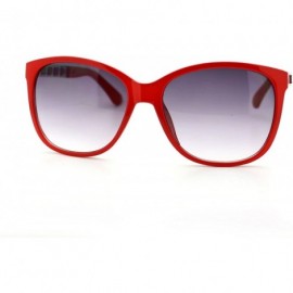 Square Womens Fashion Sunglasses Soft Square Frame Designer Chain Temple - Red - CZ11X91M471 $9.00