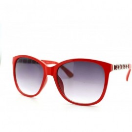 Square Womens Fashion Sunglasses Soft Square Frame Designer Chain Temple - Red - CZ11X91M471 $9.00