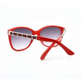 Square Womens Fashion Sunglasses Soft Square Frame Designer Chain Temple - Red - CZ11X91M471 $9.00