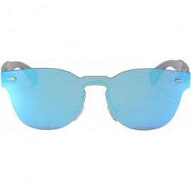 Oval One Piece Style Women's Mirror Sunglasses PC Frame UV400 Protection Summer Glasses-SG71002 - C2- Sky Blue - CU18DUHO2NK ...