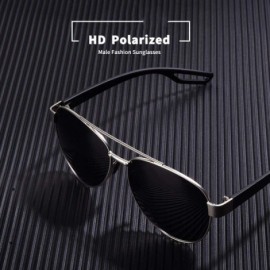 Aviator Men Vintage Metal Polarized Sunglasses Classic Brand Pilot Sun Glasses C1Black - C4gun - CX18XQYSCQ4 $21.33