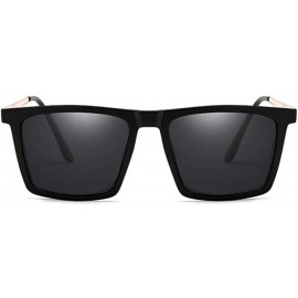 Aviator Rectangle Sunglasses Polarized Men Retro Driving Mirror Sun Glasses Silver - Black - C218YNDE0TX $7.32