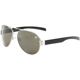 Aviator Straight Temple Classic Aviator Sunglasses - Green Silver - C6199H40DZK $15.41