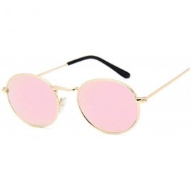 Round Retro Round Pink Sunglasses Women Er Sun Glasses Alloy Mirror Female Oculos De Sol Brown - Goldpinkmercury - C0198AIH6R...