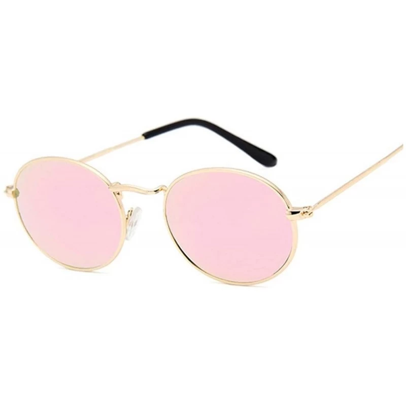 Round Retro Round Pink Sunglasses Women Er Sun Glasses Alloy Mirror Female Oculos De Sol Brown - Goldpinkmercury - C0198AIH6R...