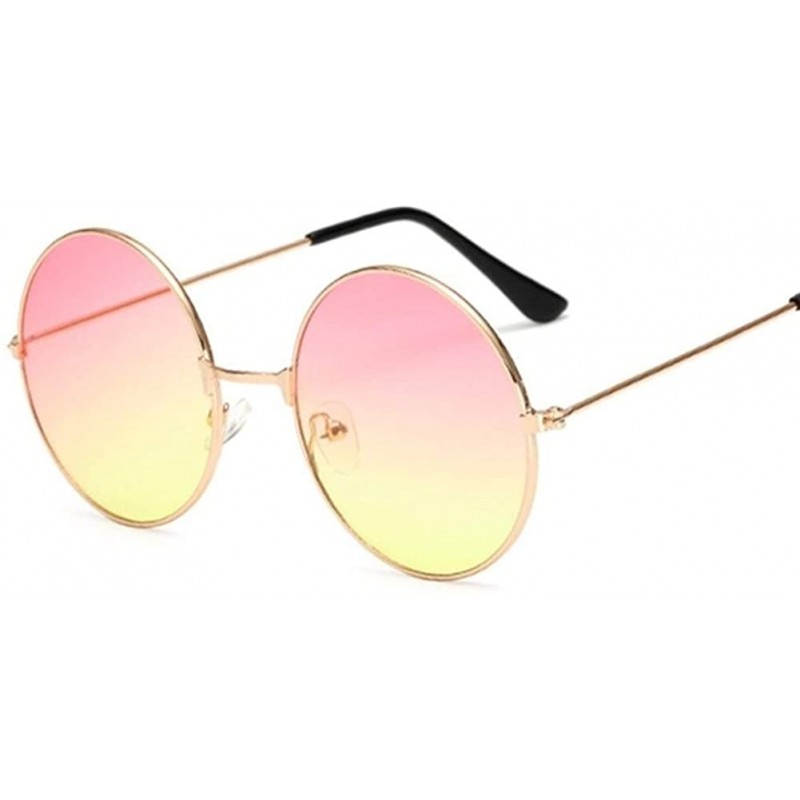 Round New Fashion Candy Vintage Round Mirror Sunglasses Women Luxury Brand Original Design Black Sun Glasses Female - CT198G7...