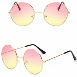 Round New Fashion Candy Vintage Round Mirror Sunglasses Women Luxury Brand Original Design Black Sun Glasses Female - CT198G7...