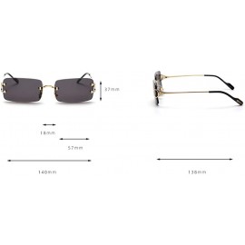 Rimless Tinted Sunglasses Rimless Men Retro Rectangular Sun Glasses for Women Summer Metal - Gold With Black - CU199ASA05L $1...