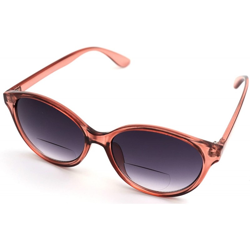 Aviator Vintage Women CatEye Round Reading Sun Readers Oversized (Z3 Shiny Brown Red/Bifocal - 1.00) - CN18EIZQYWS $18.46