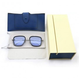 Oversized Glasses Vintage Aviator Sunglasses Classic - Blue(high Quality Gift Box) - CA18WEGUTSR $27.07