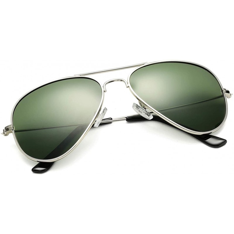 Aviator Polarized Aviator Sunglasses for Men Women Classes Metal Frame Mirror UV400 Sun Glasses - Silver Frame/G15 - CY194679...