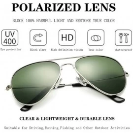 Aviator Polarized Aviator Sunglasses for Men Women Classes Metal Frame Mirror UV400 Sun Glasses - Silver Frame/G15 - CY194679...