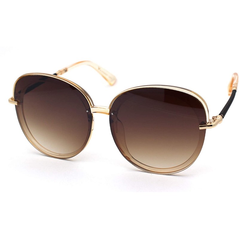 Butterfly Womens Designer Fashion Diva 90s Plastic Mod Sunglasses - Beige Brown - CG18YIQ6UU6 $13.09