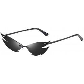 Rimless Metal Aviator Sunglasses with 100% UV Protection - 60 mm - Black - CI199AX7LOL $10.84