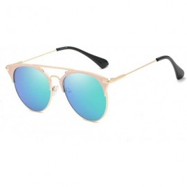 Aviator Fashion Small Metal Frame Round Aviator Sunglasses Flat Mirrored Lens - Green Mirrored Gold Frame - C218S7M4KAI $16.49