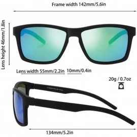 Round Polarized Rectangular Sunglasses Driving Fishing - 4-rubber Black - CF18WRGGWW5 $16.58