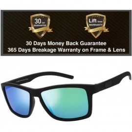 Round Polarized Rectangular Sunglasses Driving Fishing - 4-rubber Black - CF18WRGGWW5 $16.58