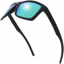 Round Polarized Rectangular Sunglasses Driving Fishing - 4-rubber Black - CF18WRGGWW5 $16.58