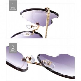 Rimless Classic Heart Lens Rimless Sunglasses for Women UV 400 Protection - Blue Pink - CY18RRM8AN3 $18.14