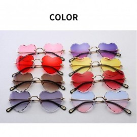 Rimless Classic Heart Lens Rimless Sunglasses for Women UV 400 Protection - Blue Pink - CY18RRM8AN3 $18.14