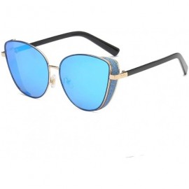 Cat Eye Classic Cat Eye Sunglasses Women Retro Sun Glasses Shades Female Luxury Designer UV400 Sunglass - Blue Gold Blue - C3...