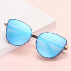 Cat Eye Classic Cat Eye Sunglasses Women Retro Sun Glasses Shades Female Luxury Designer UV400 Sunglass - Blue Gold Blue - C3...