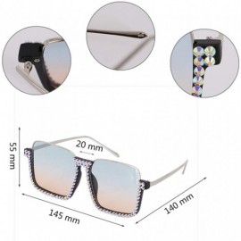 Square Round Vintage Sunglasses Rhinestone Decoration Sun Glasses for Women - Y-44 - CM198W5GUC9 $14.25