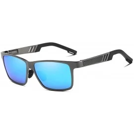 Rectangular Polarized Aluminum Sunglasses For Men Women Unisex Vintage Sun Glasses p10030 - Blue - C718WQS2094 $11.60