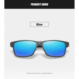 Rectangular Polarized Aluminum Sunglasses For Men Women Unisex Vintage Sun Glasses p10030 - Blue - C718WQS2094 $11.60