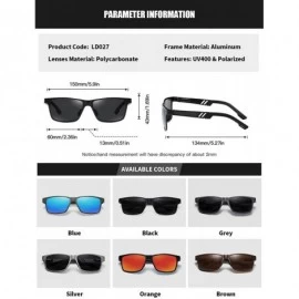 Rectangular Polarized Aluminum Sunglasses For Men Women Unisex Vintage Sun Glasses p10030 - Blue - C718WQS2094 $11.60