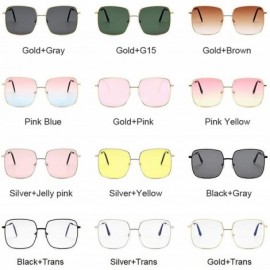 Oval Retro Big Square Sunglasses Women Vintage Shades Progressive Metal Color Sun Glasses Fashion Designer Lunette - C5199CH9...