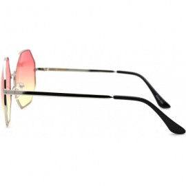 Rectangular Octagonal Hippie Tie Dye Gradient Lens Metal Rim Retro Sunglasses - Silver Red Yellow - C718Y92QH09 $9.35