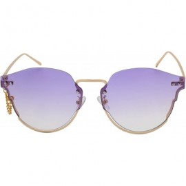 Oversized Oversized Metal Cat Eye Cutout Women Sunglass Flat Lens 3190-FLAP - Gold Frame/Purple Gradient Lens - CI18EQWYC77 $...