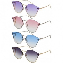 Oversized Oversized Metal Cat Eye Cutout Women Sunglass Flat Lens 3190-FLAP - Gold Frame/Purple Gradient Lens - CI18EQWYC77 $...