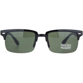 Rimless Mens Classic Narrow Rectangular Half Rim Horned Sunglasses - Black Green - C718MGROH9M $11.12