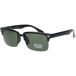 Rimless Mens Classic Narrow Rectangular Half Rim Horned Sunglasses - Black Green - C718MGROH9M $11.12