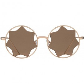 Oversized Round Sunglasses Trendy Unisex Glasses Star Mirrored Lens Circle Sunglasses - Gold Frame Brown Lens - C0188WK4IM9 $...