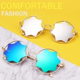 Oversized Round Sunglasses Trendy Unisex Glasses Star Mirrored Lens Circle Sunglasses - Gold Frame Brown Lens - C0188WK4IM9 $...