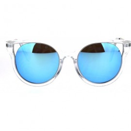 Round Womens Plastic Clear Horn Rim Cat Eye Round Retro Fashion Sunglasses - Blue - CK17Z3HKMEI $9.36