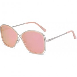 Oversized Polarized Oversized Womens Sunglasses Metal Frame Mirrored Lens QUEEN SJ1099 - C4 Silver Frame/Pink Mirrored Lens -...