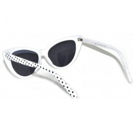 Cat Eye Women's Vintage Cat Eye Sunglasses UV Protection (.WHITE-FRAME-W-DOTS - PC Lens) - CD124KE9VVR $8.43