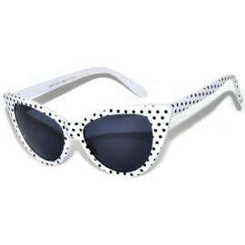 Cat Eye Women's Vintage Cat Eye Sunglasses UV Protection (.WHITE-FRAME-W-DOTS - PC Lens) - CD124KE9VVR $8.43