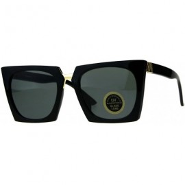 Oversized Impact Resistant Glass Lens Sunglasses Womens Oversized Square Fashion - Black - CQ18GQR85NU $10.81