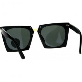 Oversized Impact Resistant Glass Lens Sunglasses Womens Oversized Square Fashion - Black - CQ18GQR85NU $10.81