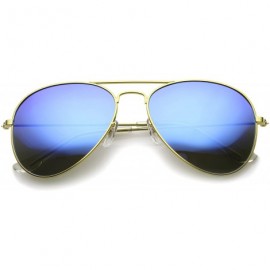 Aviator Premium Flash Mirror Lens Aviator Sunglasses (Nickel Plated Metal Frame) - Gold / Blue Mirror - C412CIGLKNV $16.12