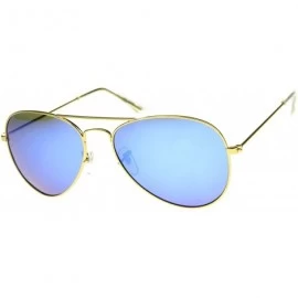 Aviator Premium Flash Mirror Lens Aviator Sunglasses (Nickel Plated Metal Frame) - Gold / Blue Mirror - C412CIGLKNV $16.12