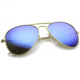 Aviator Premium Flash Mirror Lens Aviator Sunglasses (Nickel Plated Metal Frame) - Gold / Blue Mirror - C412CIGLKNV $16.12