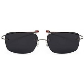 Rectangular Rimless Square Titanium Sunglasses Men Ultralight Driving Design Sun Glasses - C3 - CB18Y5DAMW3 $26.14