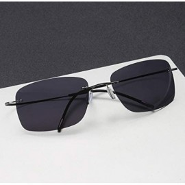 Rectangular Rimless Square Titanium Sunglasses Men Ultralight Driving Design Sun Glasses - C3 - CB18Y5DAMW3 $26.14